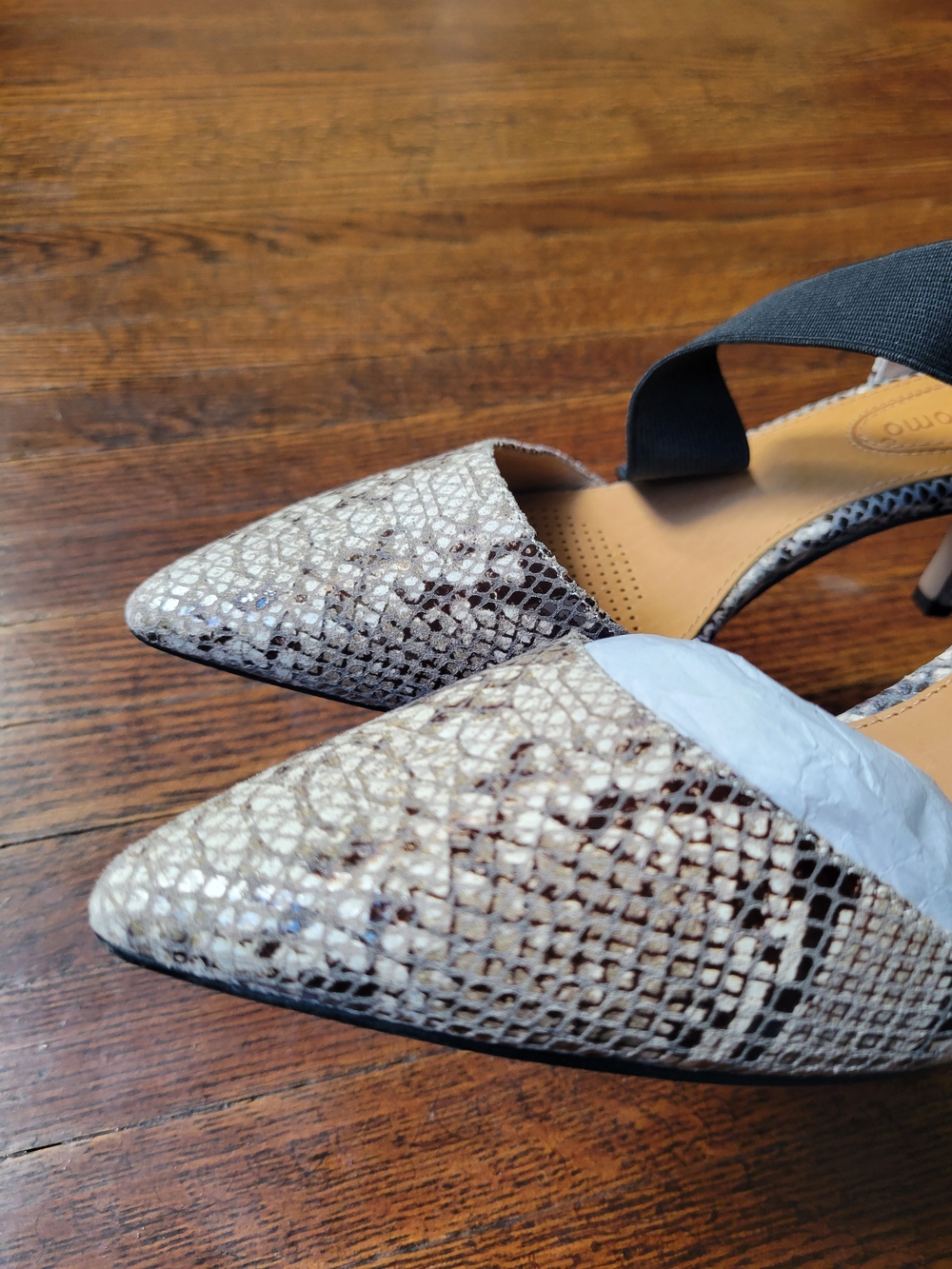 Corso Como Denice Pumps Snake Print Leather Point Toe Elastic Strap Size 5 1/2M - Picture 8 of 15